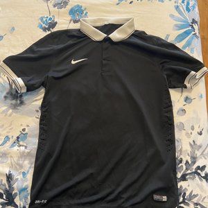 NIKE BLACK AND WHITE DRI-FIT POLO MEDIUM